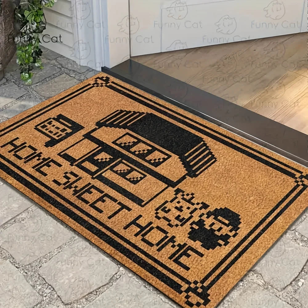 Style Cartoon Pixel-Style Floor Mat, For Entrance, Bathroom And Kitchen. Non-Slip, Dirt-Proof Carpet Home Decor