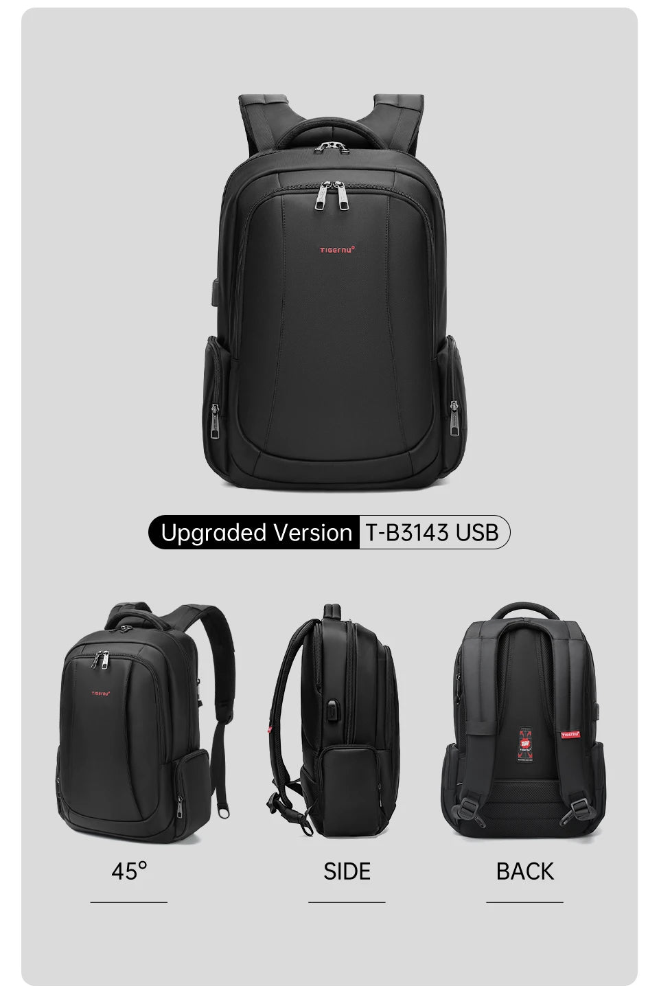 TIGERNU Laptop Backpack for Men – Waterproof Business Travel Backpack