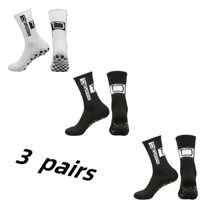 3 Pairs Grip Soccer Socks – Anti Slip Athletic Crew Sports Socks