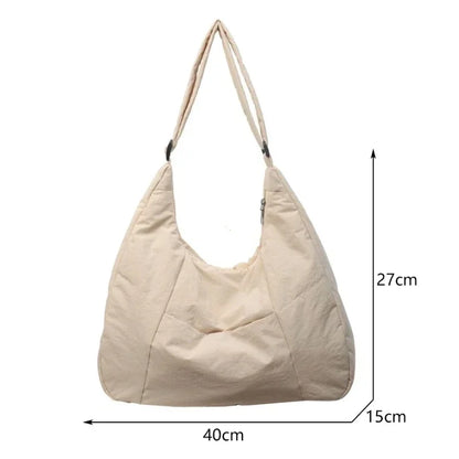 Quilted Nylon Hobo Tote Bag – Lightweight Large Capacity Shoulder Bag for Women