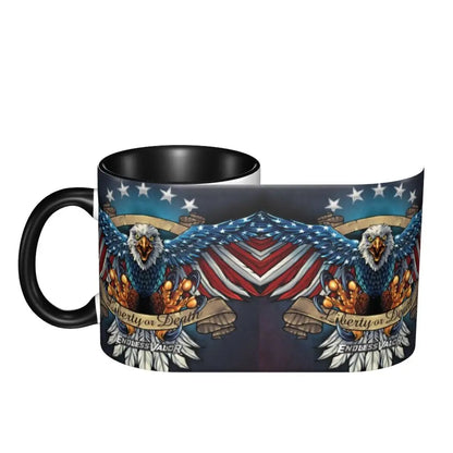US Flag Wings Eagle Coffee Mug DIY Custom American Flag Ceramic Tea Milk Mug Cup