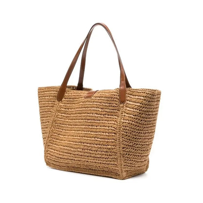 Luxury Straw Tote Bags For Women New Season Large Capacity Handwoven Elegant Shoulder Bag Summer Fashion Beach Vacation Handbag, Summer 2026