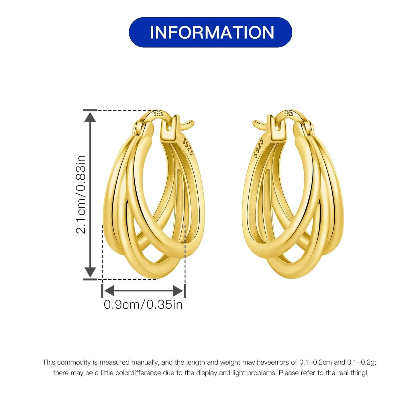 925 Sterling Silver Hoop Earrings – Minimalist Layered Huggie Earrings for Women