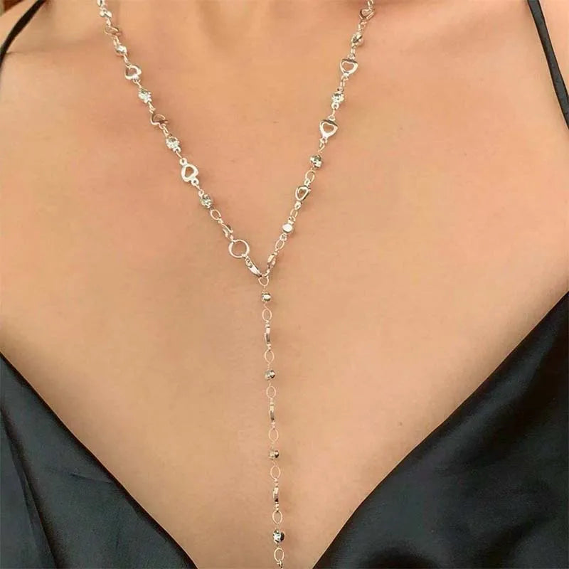 Colorful Crystal Y Necklace – Boho Layered Drop Necklace for Women Trendy Jewelry