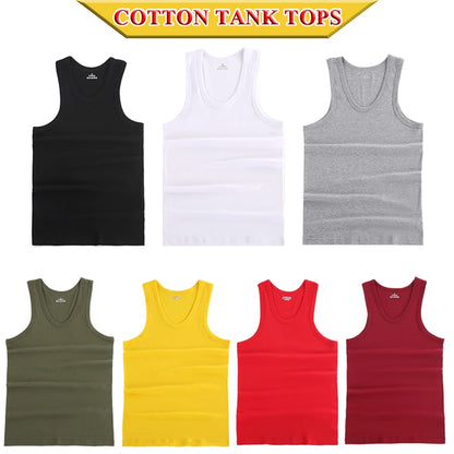 Tank Tops Men 2026 Summer 100% Cotton Cool Fitness Vest Sleeveless Tops Gym Slim Colorful Casual Undershirt