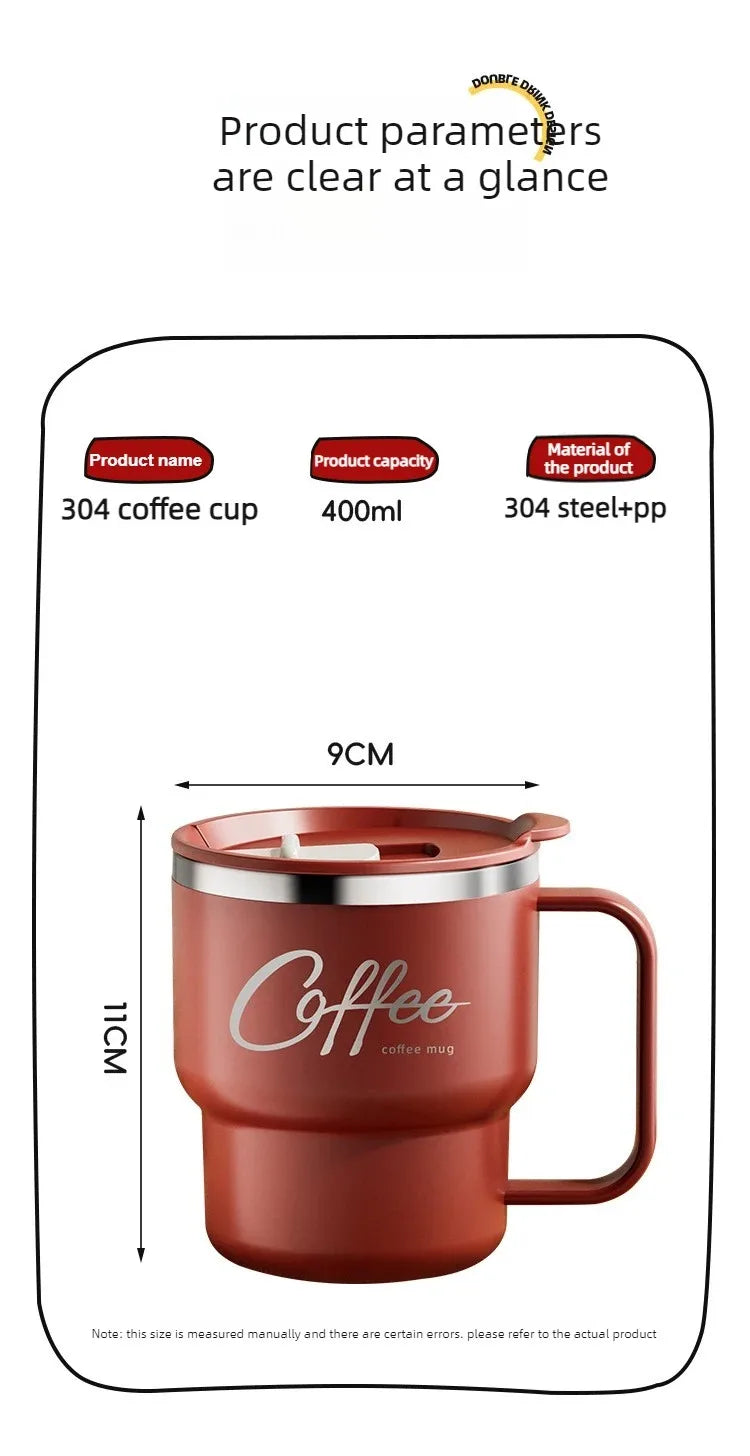 Insulated Coffee Mug with Straw – Stainless Steel Travel Cup for Coffee, Tea & Office Desk Drinkware