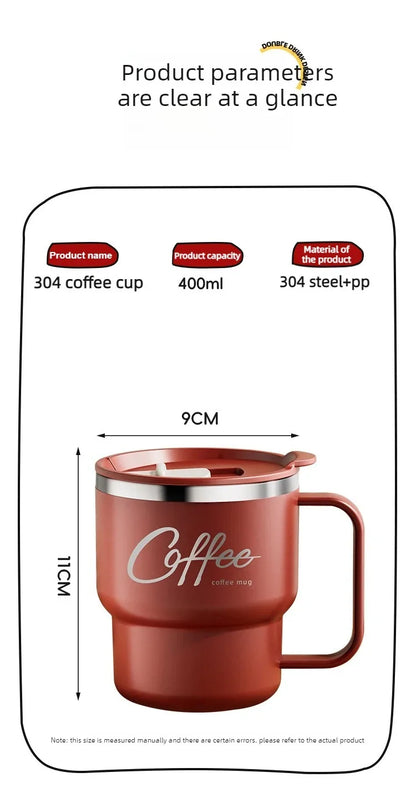 Insulated Coffee Mug with Straw – Stainless Steel Travel Cup for Coffee, Tea & Office Desk Drinkware