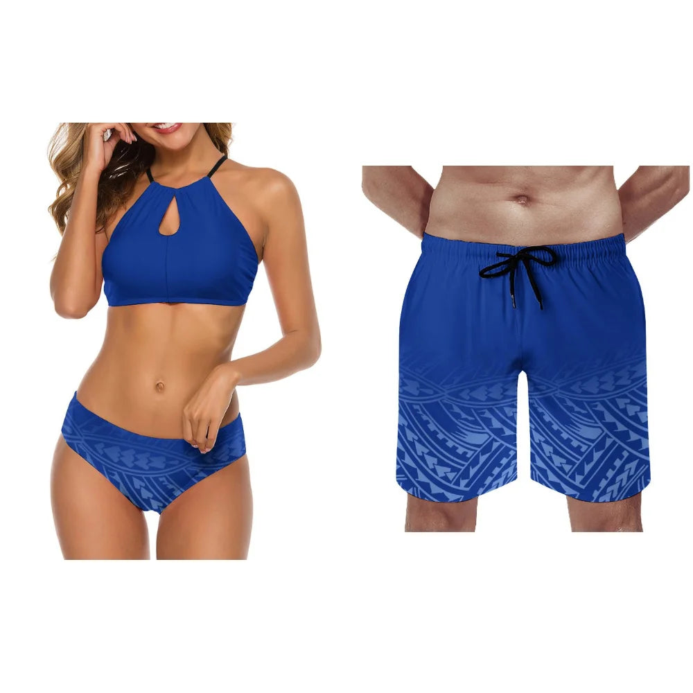 Tropical Couple Swimsuit Set – Sexy Bikini & Men’s Board Shorts