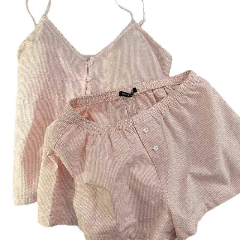 Women’s Soft Ribbed Lounge Set – Cami Top & Shorts Pajama Set