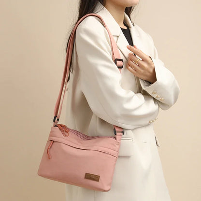 Minimalist Crossbody Shoulder Bag – Lightweight Casual Nylon Messenger Bag for Women