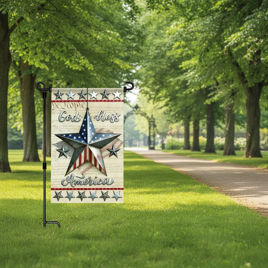 America Garden Flag, 3-Layer Knitted Polyester Double Sided 4th of July Decor