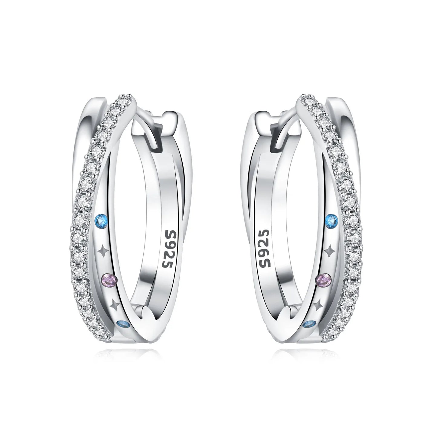 925 Sterling Silver Hoop Earrings – Minimalist Layered Huggie Earrings for Women
