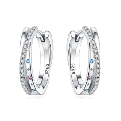 925 Sterling Silver Hoop Earrings – Minimalist Layered Huggie Earrings for Women