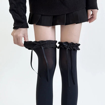Women’s Thigh High Socks – Cute Ruffle Over Knee Stockings