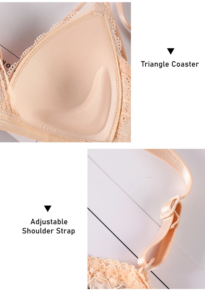 Sexy Lace Bralette for Women – Soft Wireless Push Up Bra