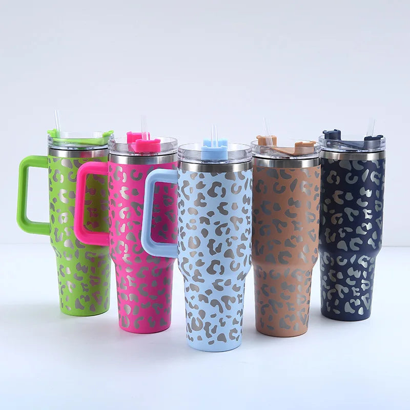 40oz Stainless Steel Vacuum Insulated Travel Mug with Handle Straw Lid