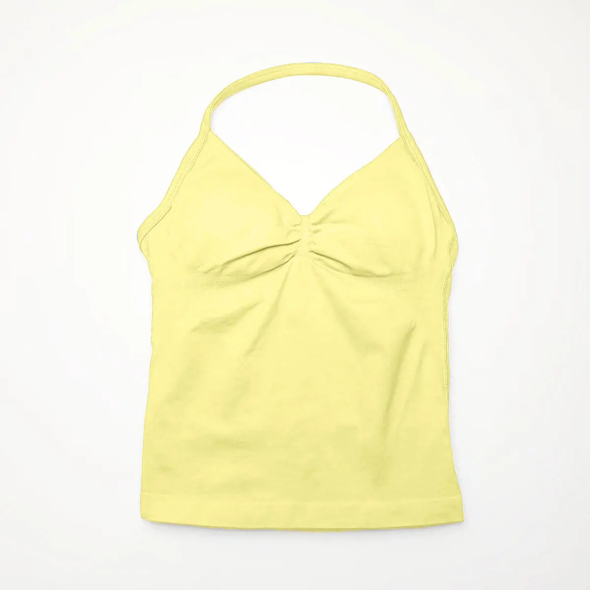 Pink Halter Neck Ruched Active Tank Top