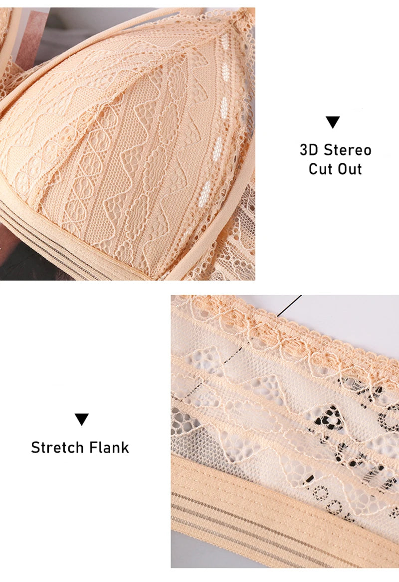 Sexy Lace Bralette for Women – Soft Wireless Push Up Bra