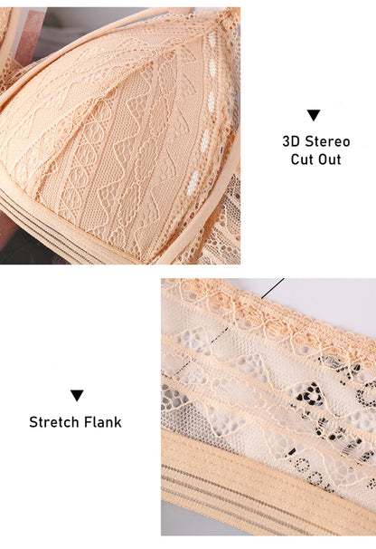 Sexy Lace Bralette for Women – Soft Wireless Push Up Bra