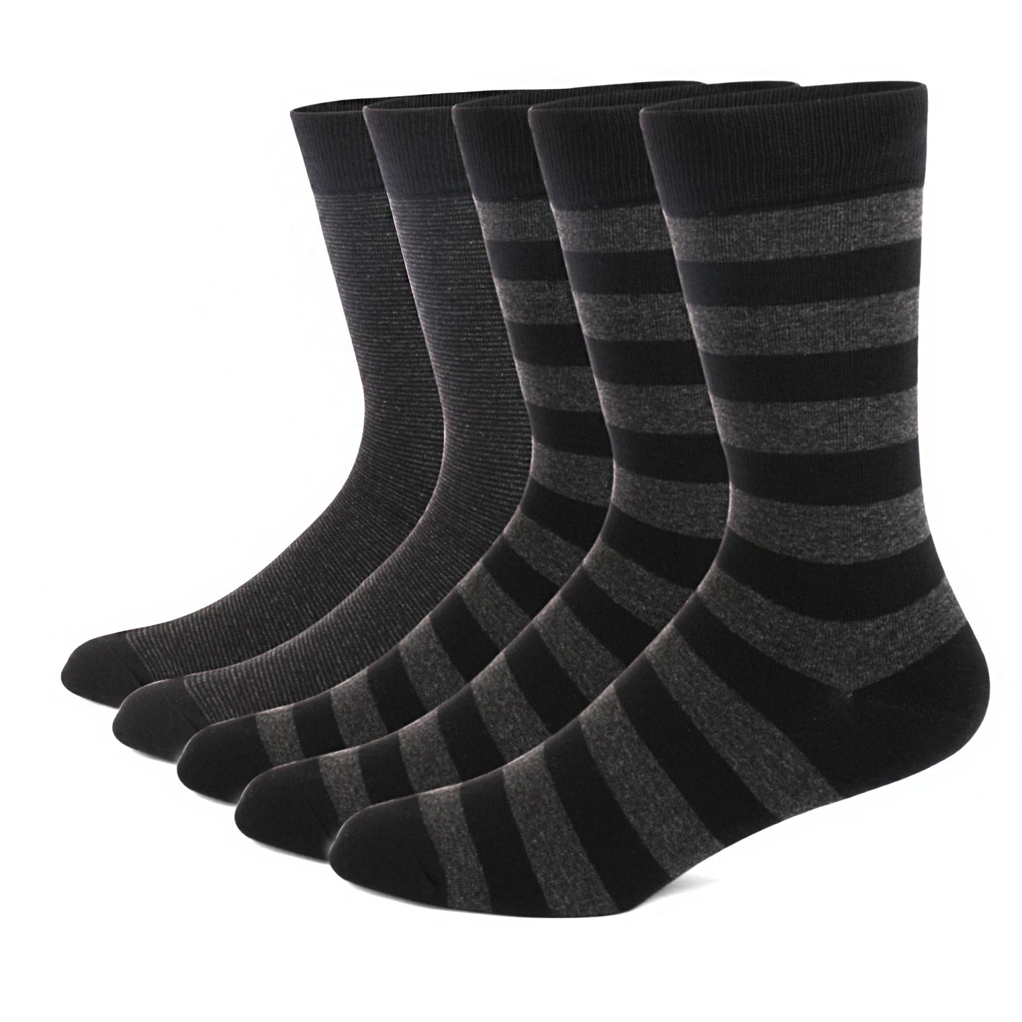 5 Pairs Men’s Dress Crew Socks Set – Classic Patterned Business Casual Socks