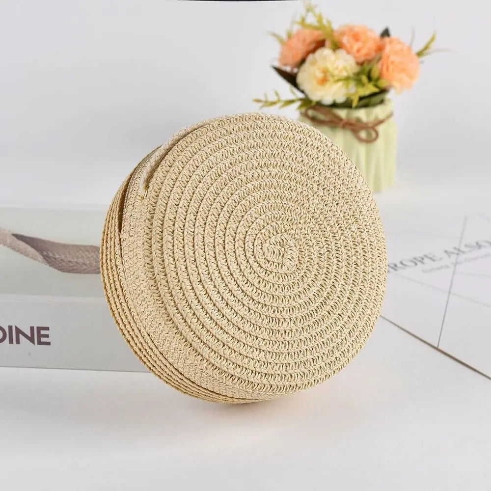 Round Straw Crossbody Bag – Cute Boho Crochet Mini Shoulder Purse for Women