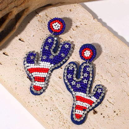 Boho Beach Statement Earrings – Handmade Beaded Starfish Seahorse Shell Drop Earrings for Women