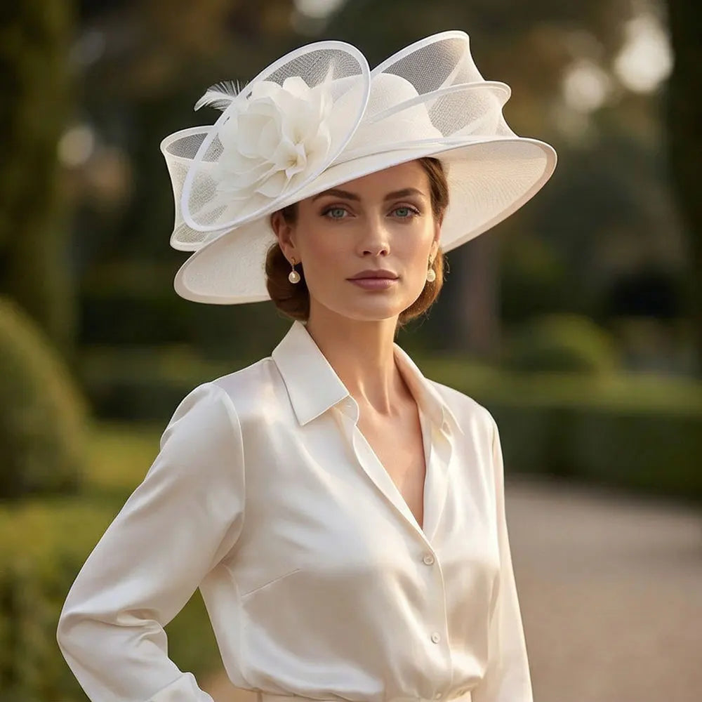 Royal Ascot Mesh Veil Fascinator | Elegant Pillbox Hat for Wedding & Banquet