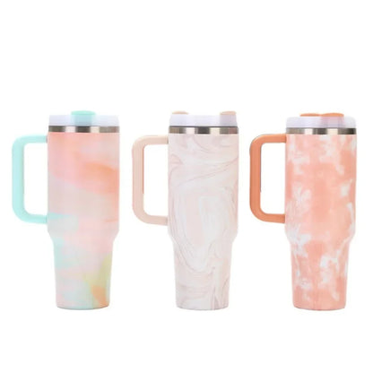 40oz 304 Stainless Steel Tumbler with Handle Straw Insulated Thermos Cup