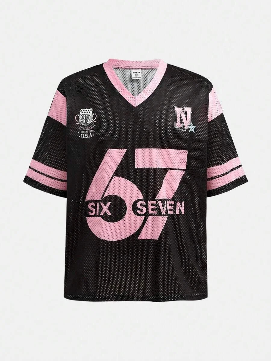Six Seven New York Leopard Print Jersey T-Shirt Women Retro Streetwear Oversized Casual Graphic Tee