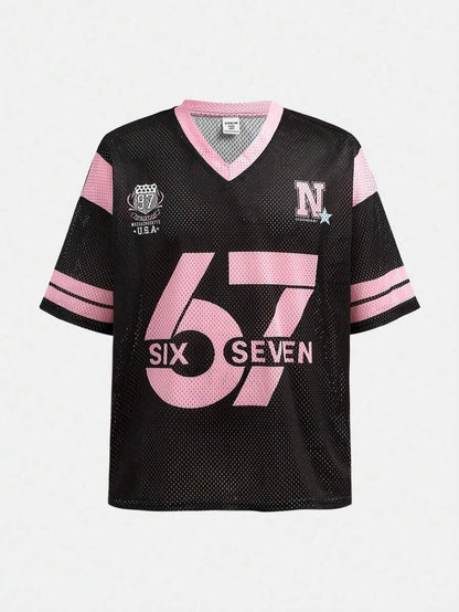 Six Seven New York Leopard Print Jersey T-Shirt Women Retro Streetwear Oversized Casual Graphic Tee