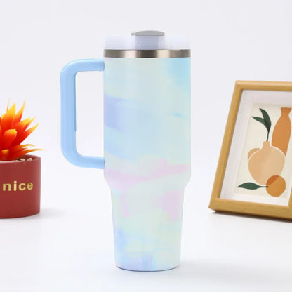40oz 304 Stainless Steel Tumbler with Handle Straw Insulated Thermos Cup