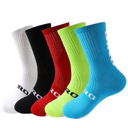 5 Pairs Compression Sports Crew Socks – Breathable Athletic Running & Training Socks