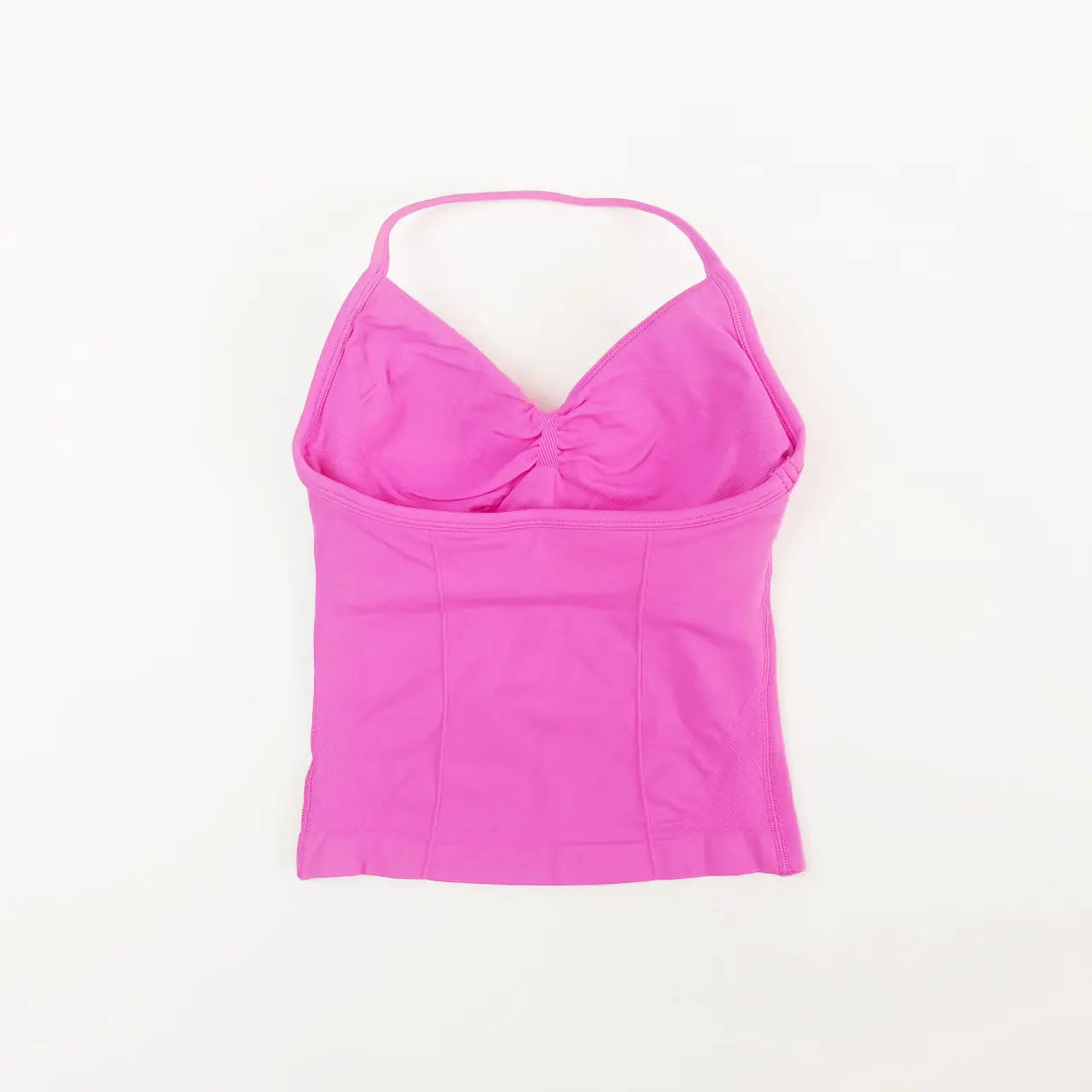 Pink Halter Neck Ruched Active Tank Top