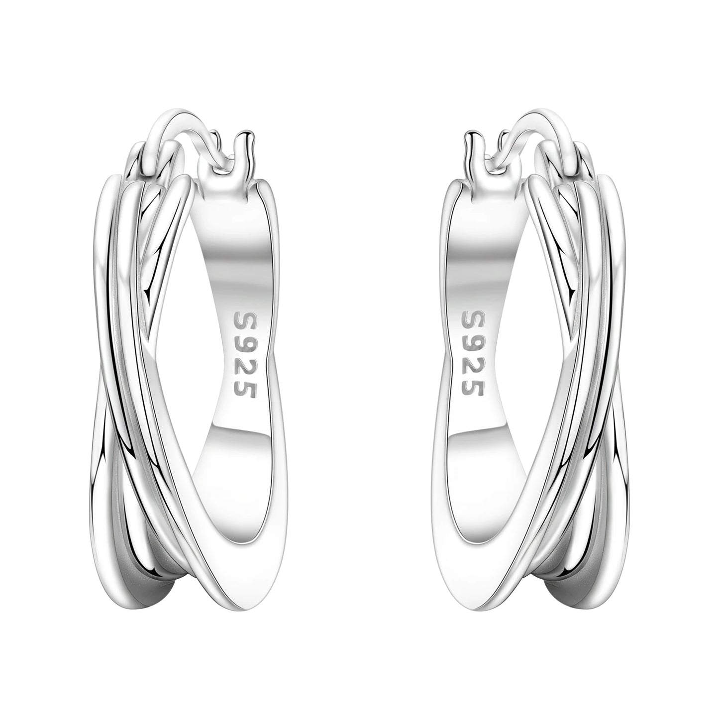925 Sterling Silver Hoop Earrings – Minimalist Layered Huggie Earrings for Women