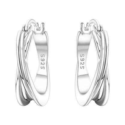 925 Sterling Silver Hoop Earrings – Minimalist Layered Huggie Earrings for Women