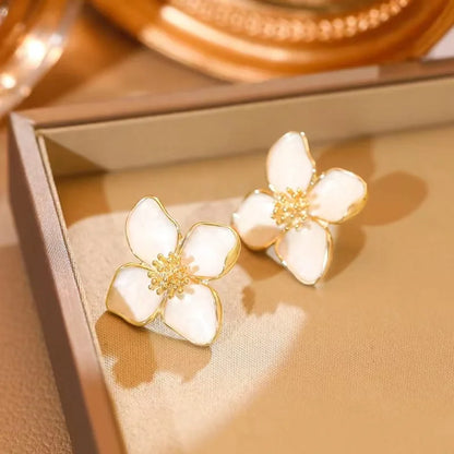Blue Flower Stud Earrings – Elegant Floral Crystal Earrings for Women Vintage Jewelry