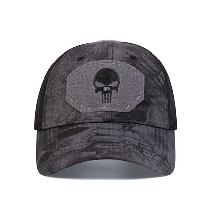 Skull Tactical Trucker Hat – Breathable Mesh Military Baseball Cap