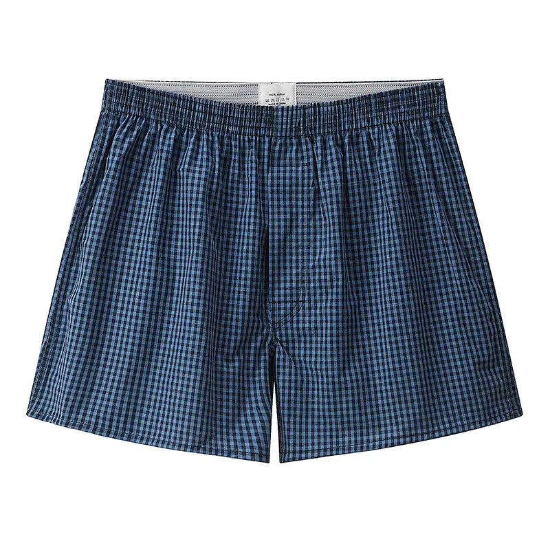 Men’s Cotton Boxer Shorts Pack – Soft Plaid Printed Loose Fit Breathable Underwear for Everyday Comfort