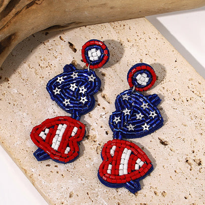 Boho Beach Statement Earrings – Handmade Beaded Starfish Seahorse Shell Drop Earrings for Women