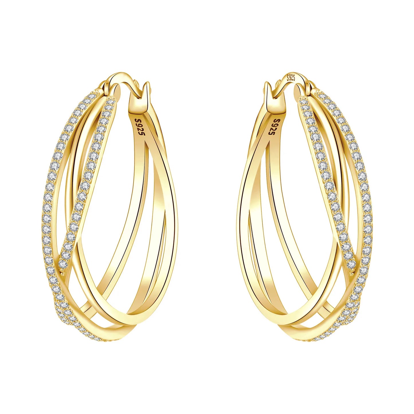 925 Sterling Silver Hoop Earrings – Minimalist Layered Huggie Earrings for Women