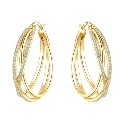 925 Sterling Silver Hoop Earrings – Minimalist Layered Huggie Earrings for Women