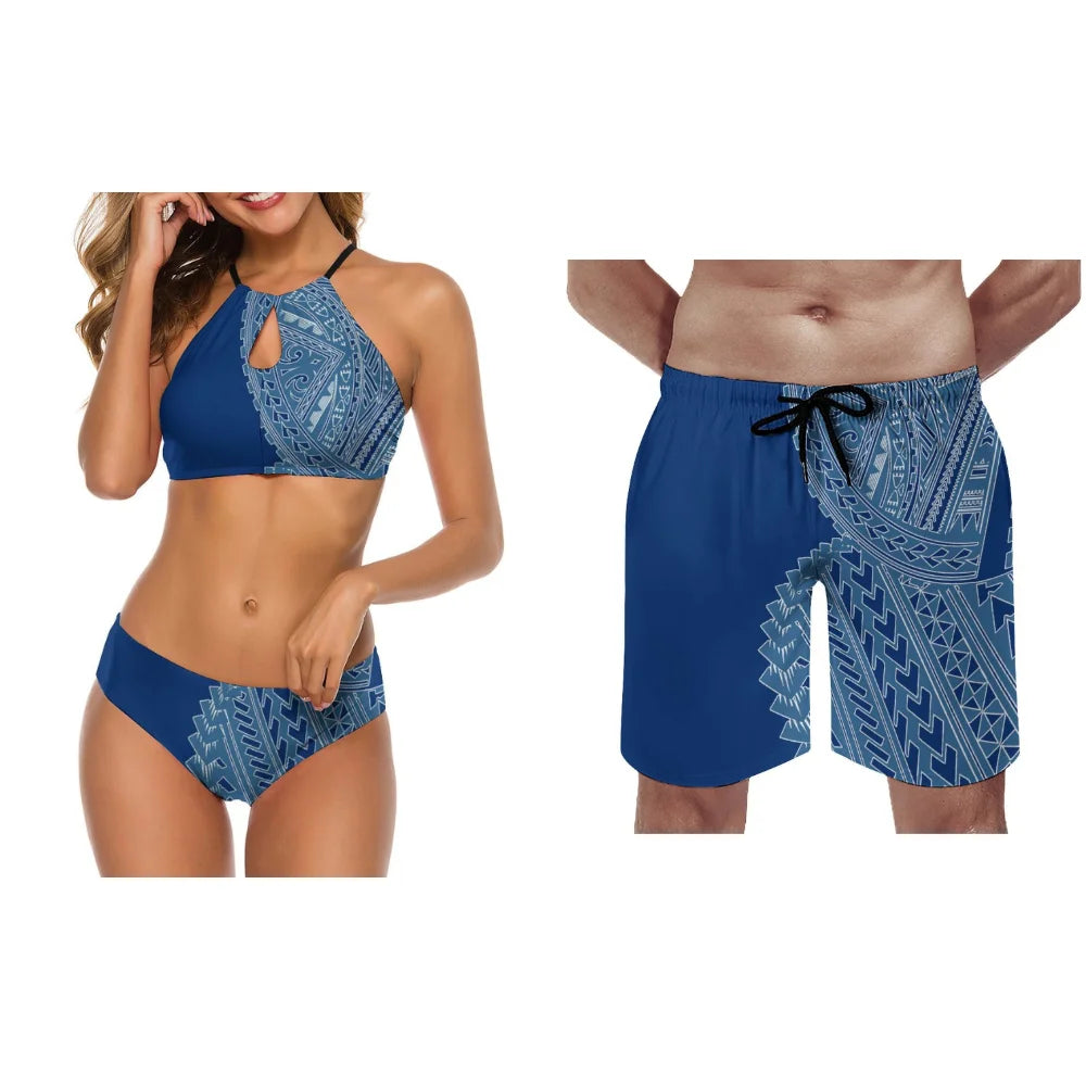 Tropical Couple Swimsuit Set – Sexy Bikini & Men’s Board Shorts