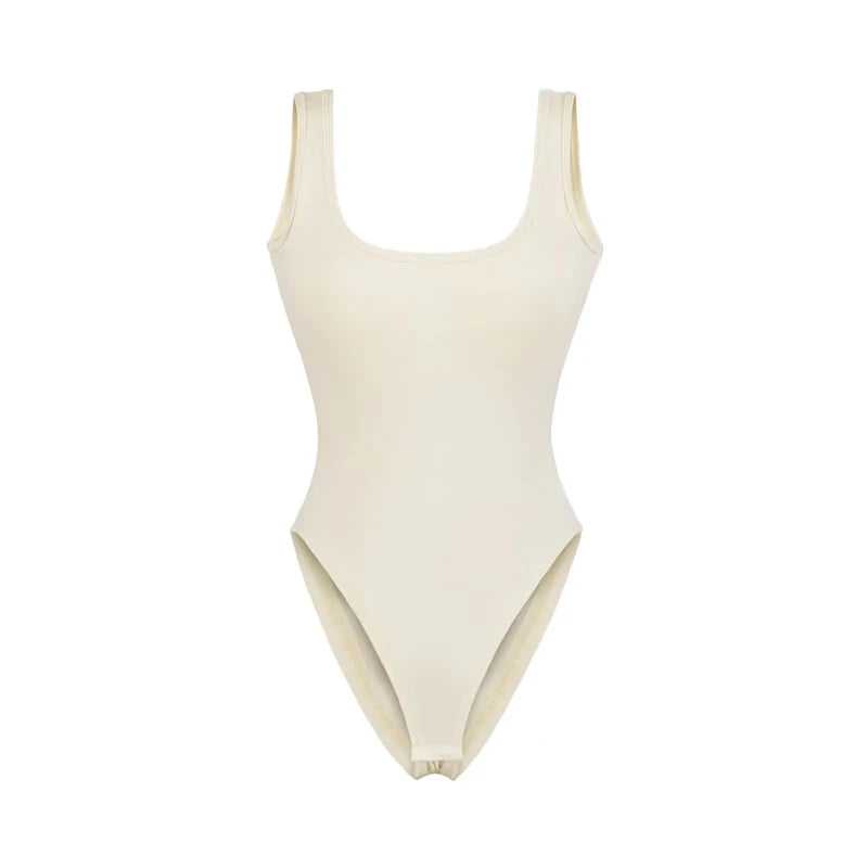 Women's Sculpting Modern Low Back Tank Bodysuit With Bra Insert