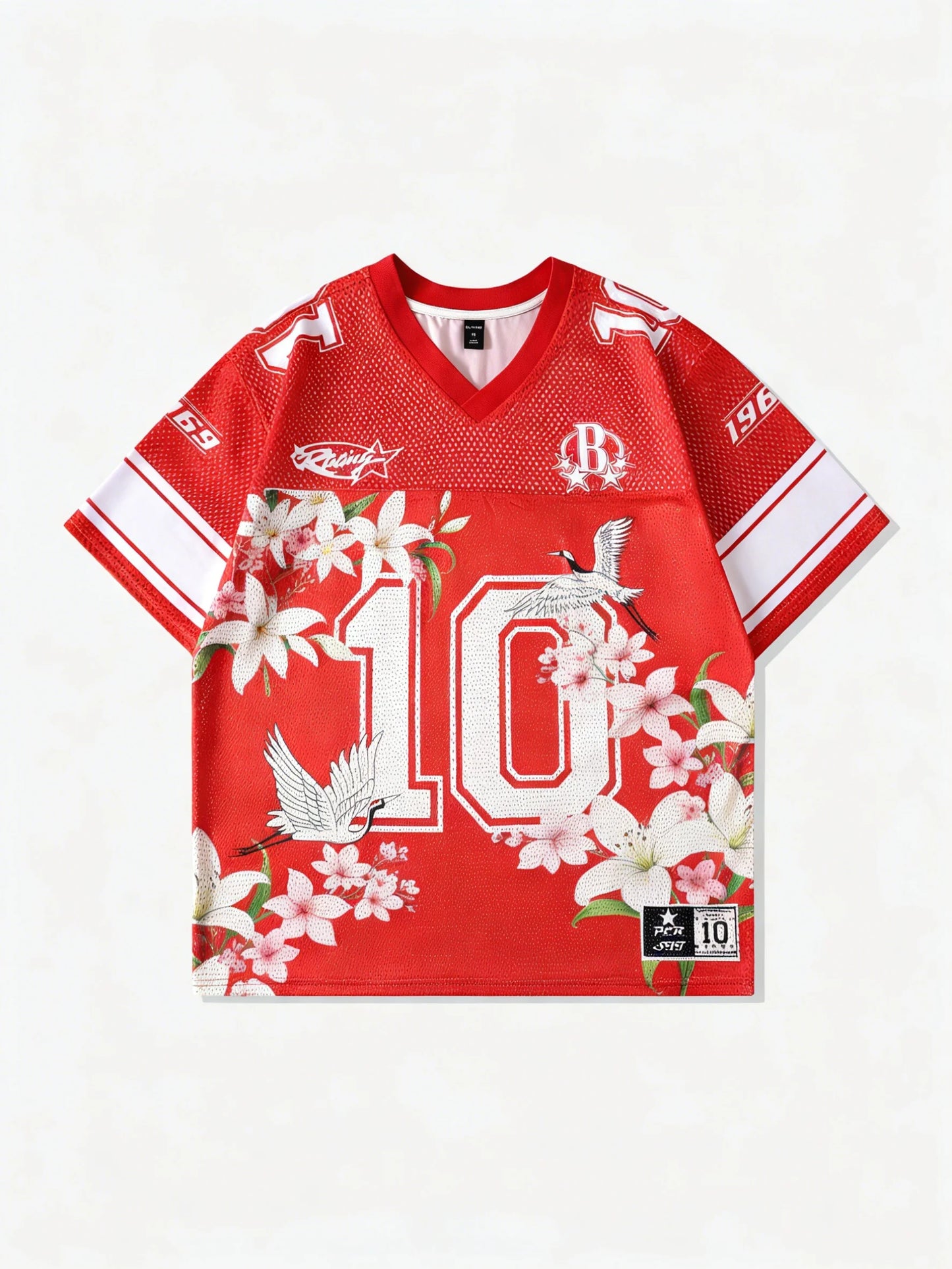 Number 10 Oversized Jersey T-Shirt Women V-Neck Sport Style Casual Summer Streetwear Tee