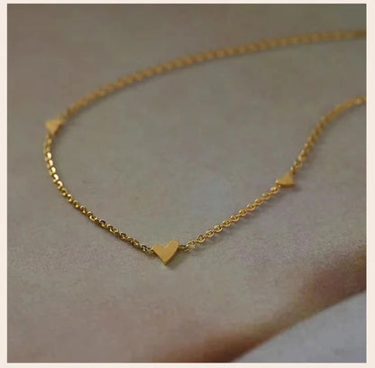Dainty Gold Heart Necklace – Minimalist Tiny Heart Chain Necklace for Women