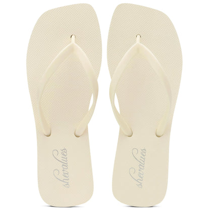 Bebealy Women's Fashion Summer Flip Flops Outdoor Beach Thong Sandals Lightweight Square Toe Flip Flop Lady Pool Shower Slippers