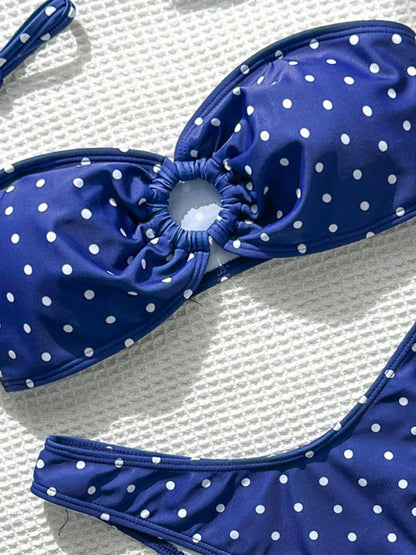 Polka Dot Bandeau Brazilian Bikini Set Women Two Piece Swimsuit Retro Summer Swimwear
