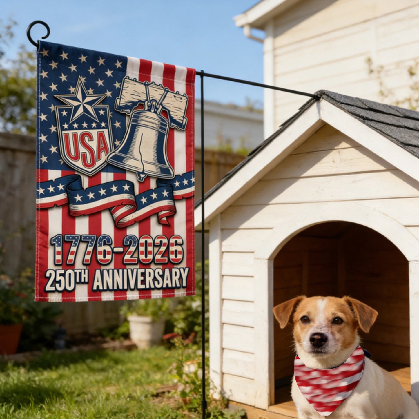 250th Anniversary Garden Flag Patriotic Banner Independence Day 4th of July Decoration for Garden Yard Porch Lawn Outdoor Decor