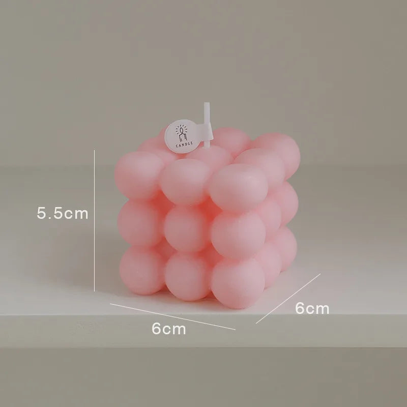 Aesthetic Bubble Cube Candle | Handmade Soy Wax Scented Candle for Home Decor