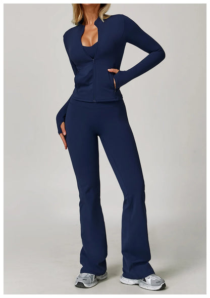 Women's Tracksuits 2 Pieces Sports Set Women Tracksuit Running Workout Sport Suit Gym Sportswear Long Sleeve Bra Clothing